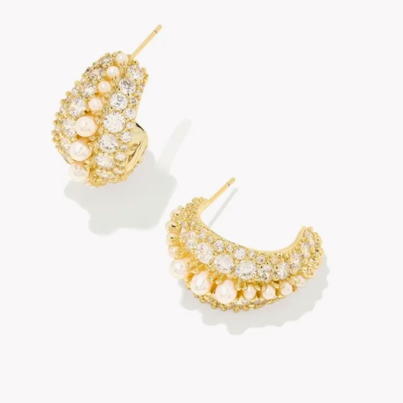 Kendra Scott Jewelry - NWT Kendra Scott Krista Gold Hoop and Pearl Earrings